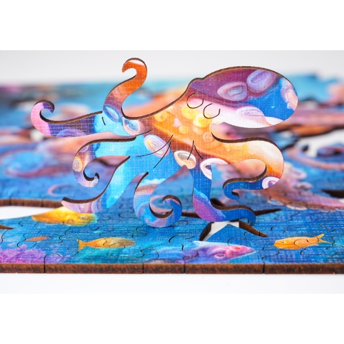 Puzzle Drewniane 25 x 25 cm Ośmiornica 155 Elementów Układanka Drewniana